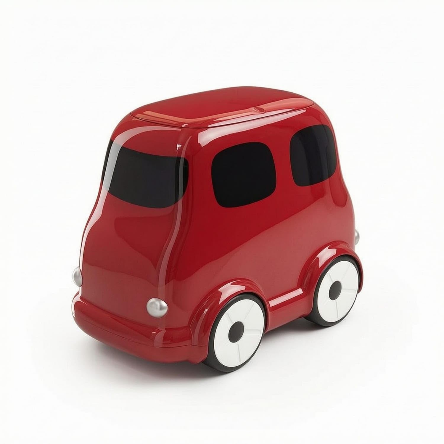 JAZZY PEARLS Hard BusShaped Trash Can Glossy CarShaped Trash Can Movable Car Garbage Bin WheelStyle Base, Red