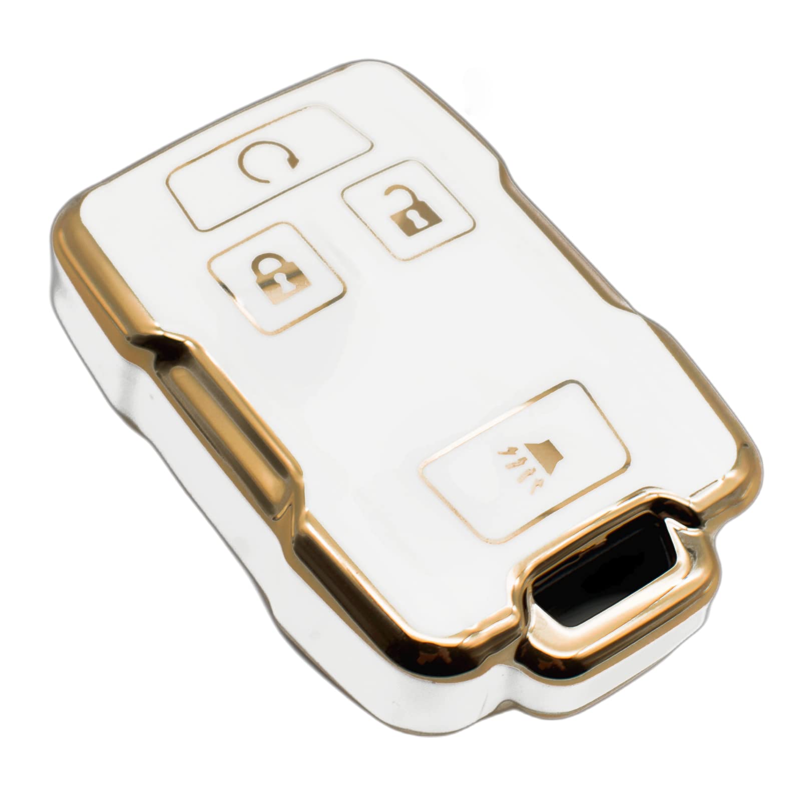 Feyoun Key Fob Cover Compatible With Chevy Chevrolet Colorado Silverado Silverado Suburban Tahoe Gmc Canyon Sierra 1500 2500 3500 Hd Tpu Remote Keyless Key Fob Case Protection Shell Accessories, White