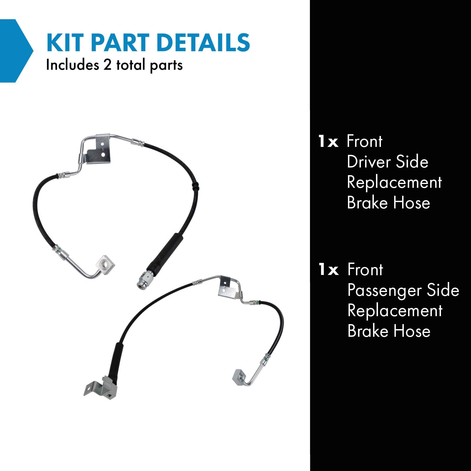 Trq Front Brake Hose Set Compatible With 2000-2001 Dodge Ram 1500 Ram 2500