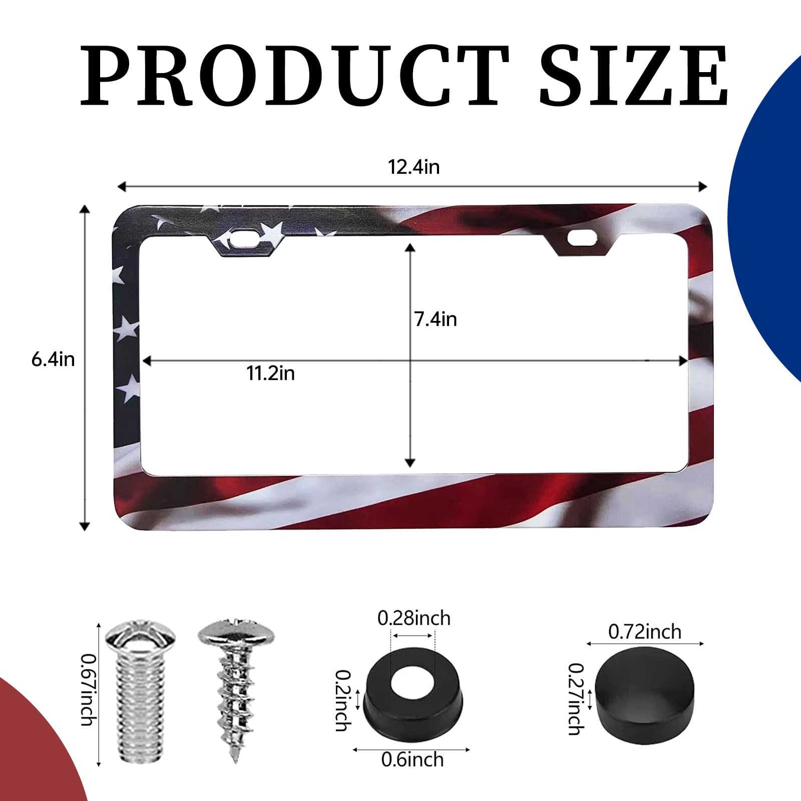 Patriotic American Flag License Plate Frame Holder - 2 Pack Universal Aluminum Matte Stripe Us Flag Gloss Car Plate Frame Covers