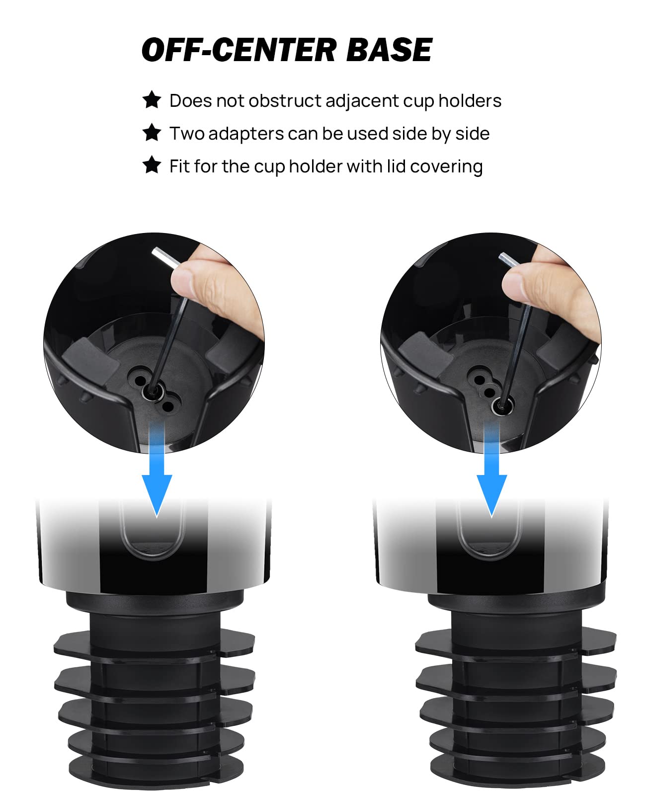Joytutus Car Cup Holder Expander, Automotive Cup Attachable Tray With 360° Rotation,Large Cup Holder Adapt Most Regular Cups With 18-40 Oz, Fit In 2.75-3.25 Inch Car Holder