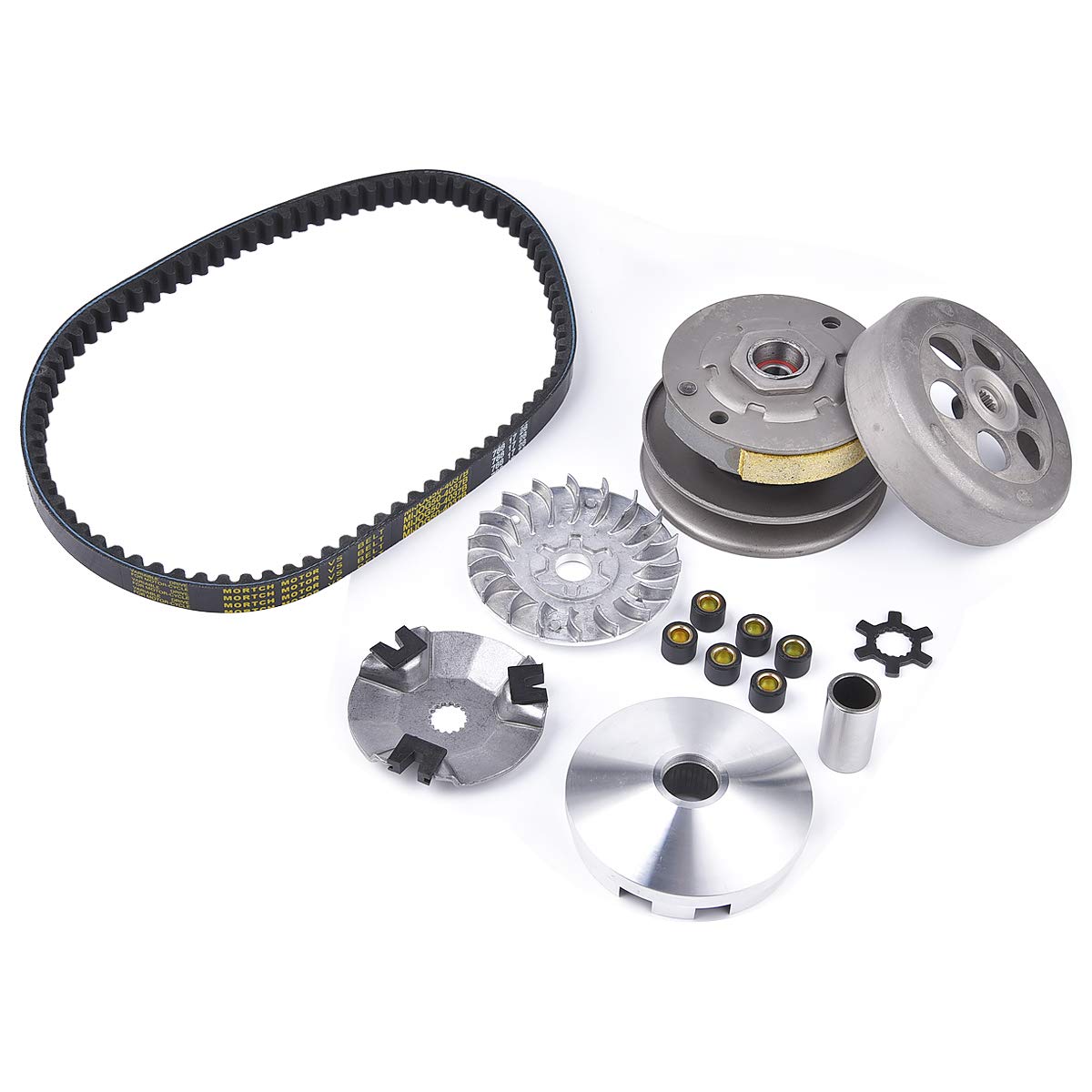 Transmission Rebuild Kit - Replacement Clutch Kit Compatible With Sportsman Atv, Predator, Scrambler, 50Cc 90Cc 2 Stroke Atv Part - Includes Clutch & Variator Assembly, Drive Belt & Roller Weights