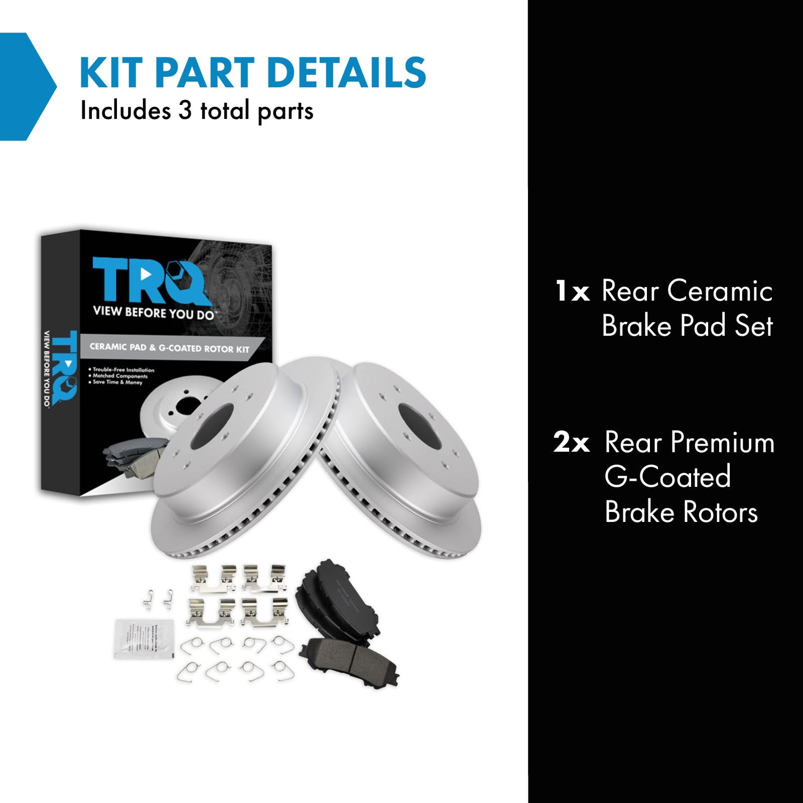 Trq Rear Brake Pad & Rotor Kit Brake Pads Brake Rotor Ceramic Premium G-Coated Compatible With 2017-2019 Nissan Titan