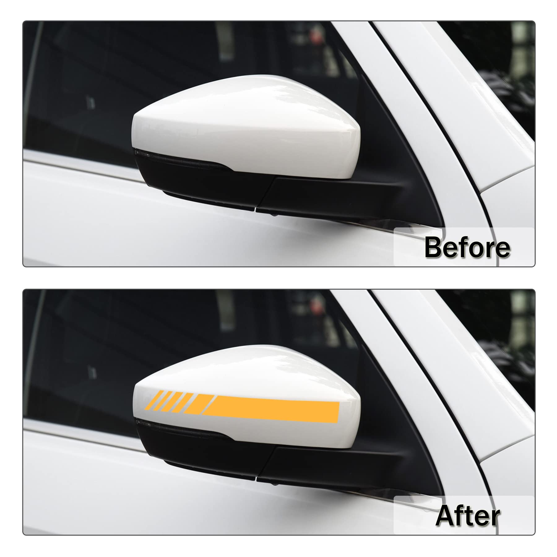 Singaro Car Rear View Mirror Stickers Decor Car Body Sticker Vinyl 4Pcs (Yellow)