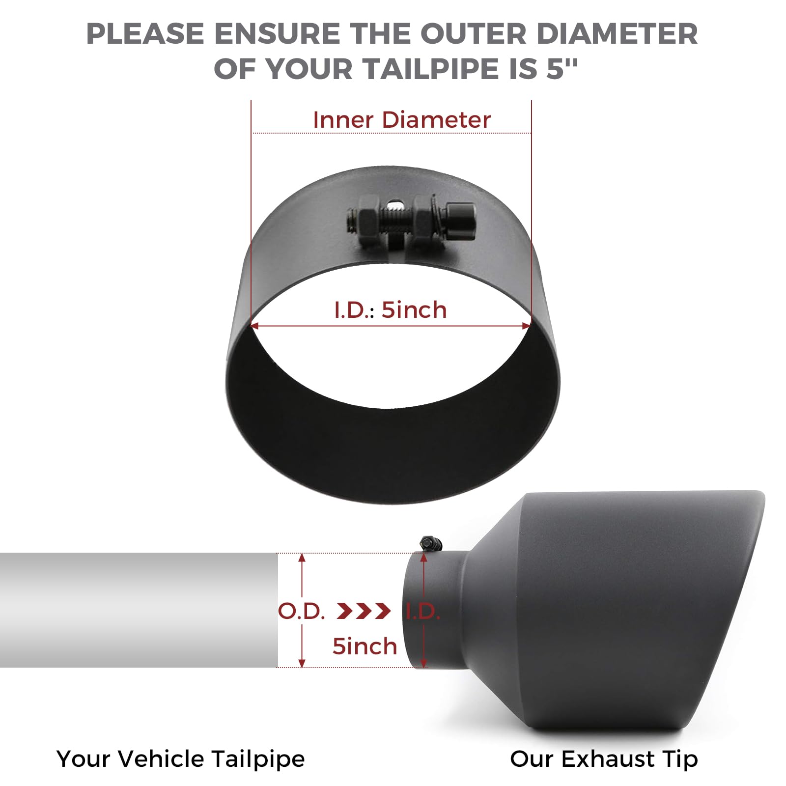 Rp Remarkable Power, 5'' Inlet 10'' Outlet 15'' Long Stainless Steel Rolled Edge 20 Degree Exhaust Tip Diesel Ext38