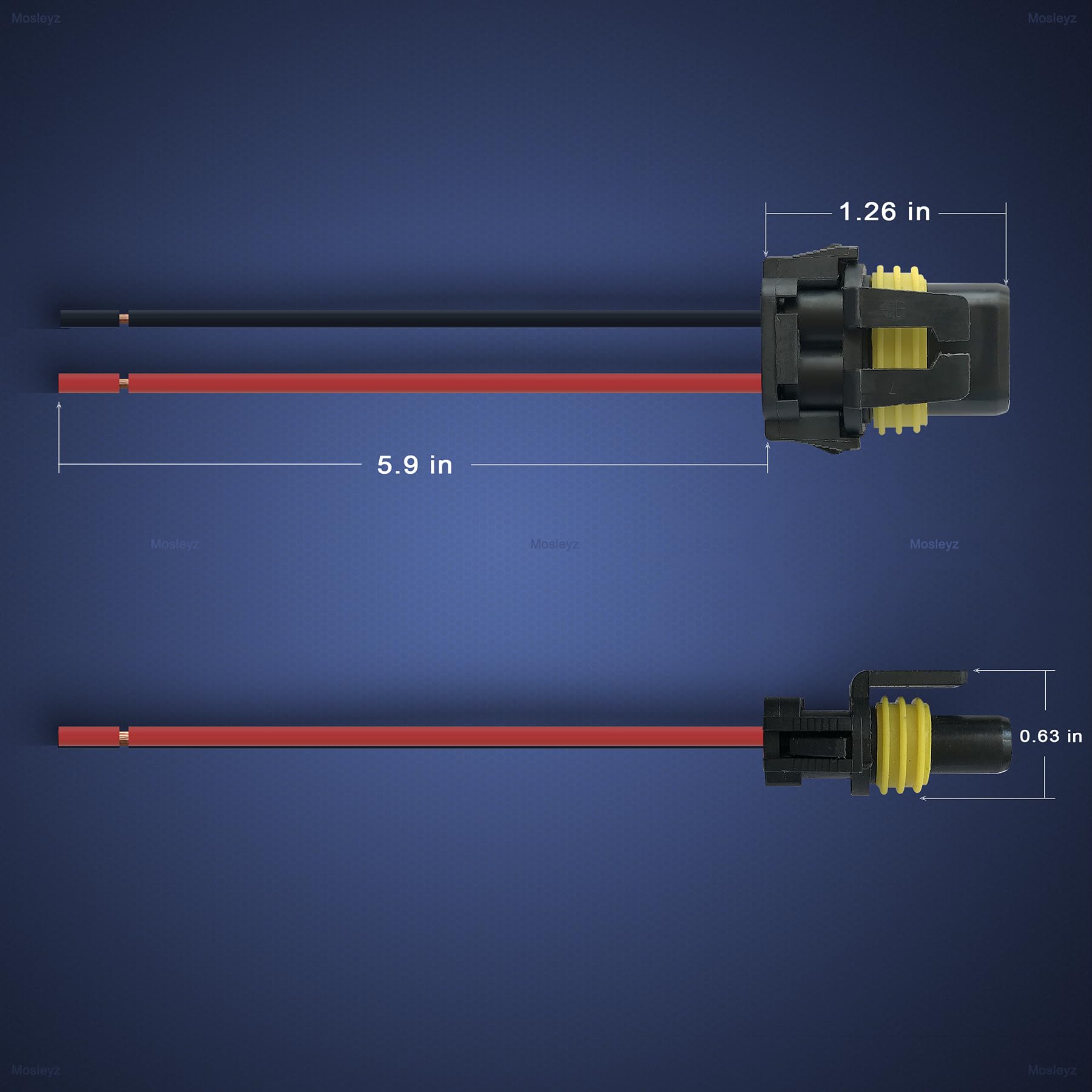 9005 9006 Pigtail Socket Wiring Harness Female Connector Adapter for Headlights Fog Lights (Pack of 2)
