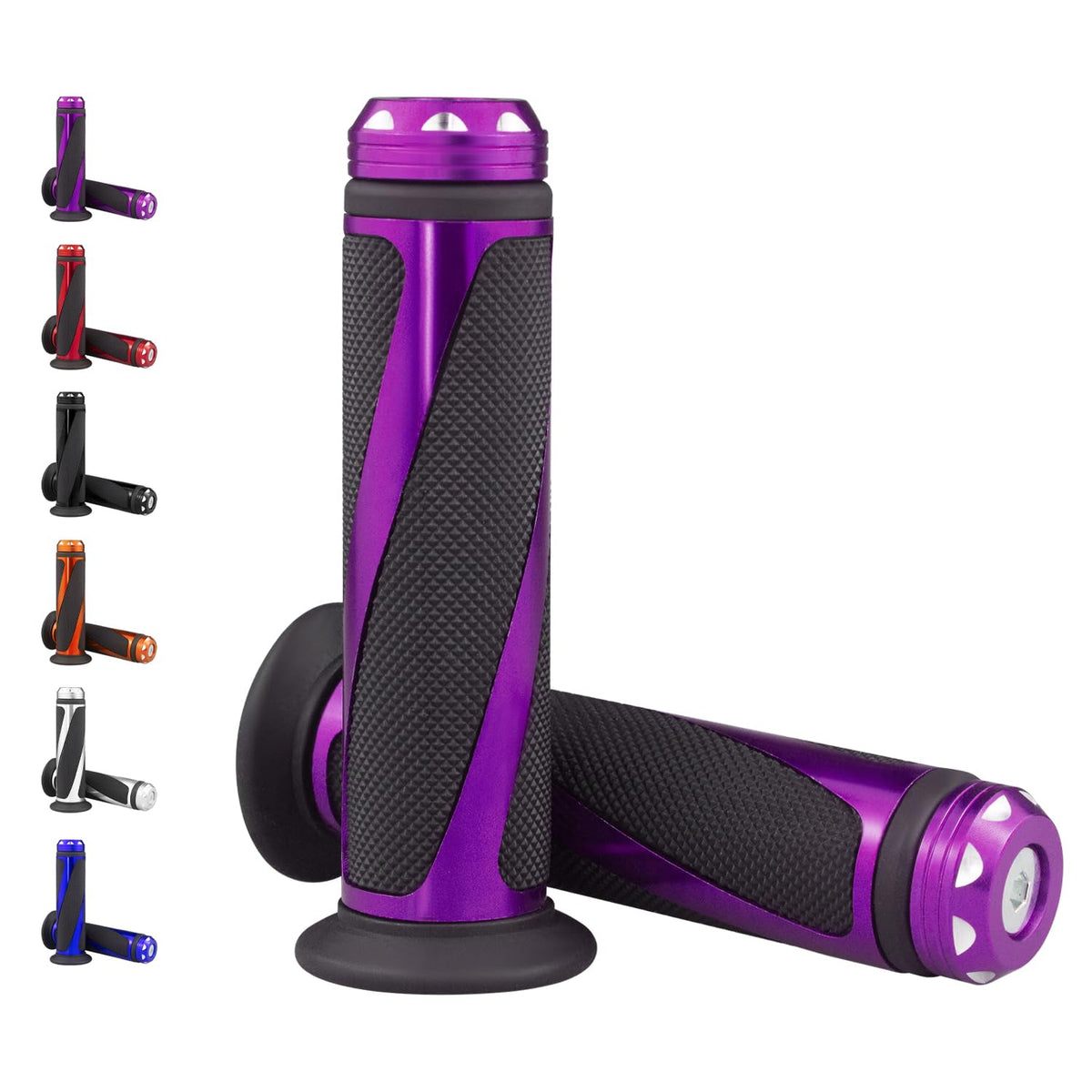 amavoler Universal Motorcycle Handlebar Grips Fits for Motorcycles with 7/8 Left Grip and 1 Right (Purple)