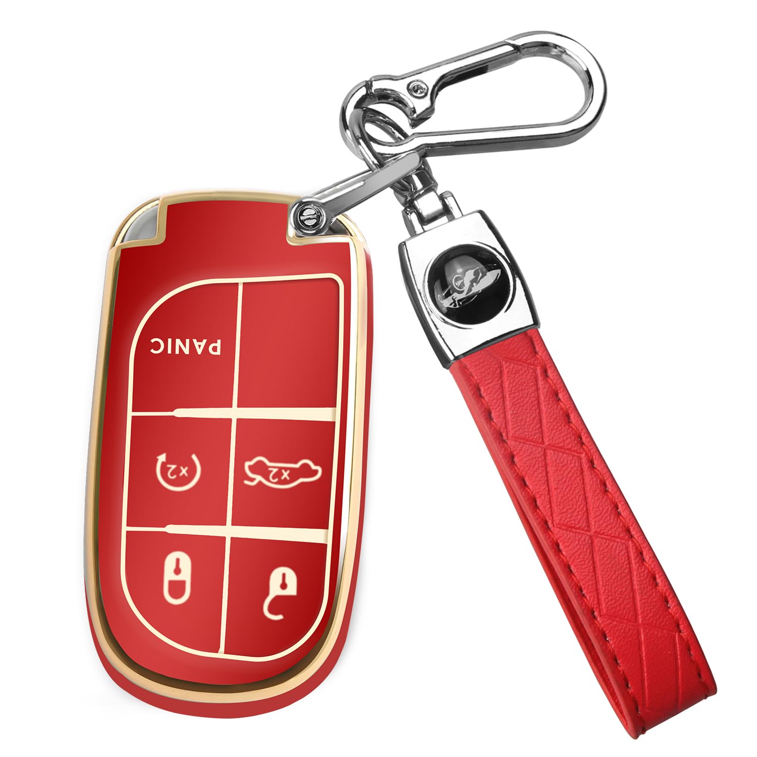 Qbuc For Jeep Key Fob Cover With Keychain Compatible With Grand Cherokee Renegade Compass Durango Key Shell Case Protection