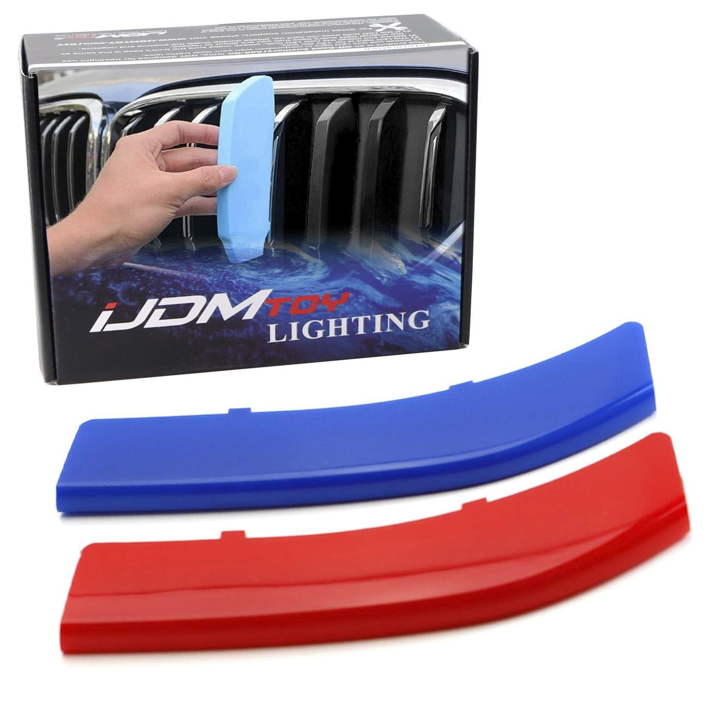 Ijdmtoy M-Colored Grille Insert Trims Compatible With Bmw F30 3 Series 320I 328D 328I 335I 340I W/Standard Kidney Grill (11 Beam