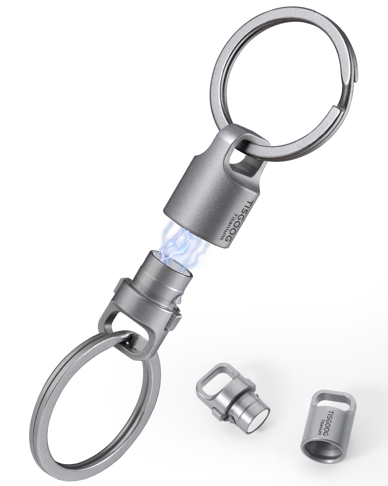 TISGOOG Strong Magnetic Quick Release Keychain, Titanium Detachable Keychain Clip for Car Keys