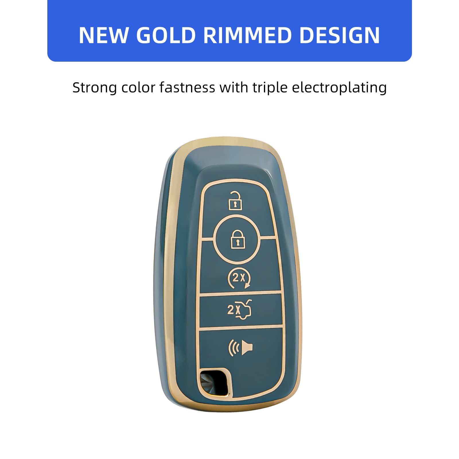 OFFCURVE Key Fob Cover for Ford, Premium TPU Key Case Full Protector Compatible with Ford Fusion Explorer Escape F150 F250 F350