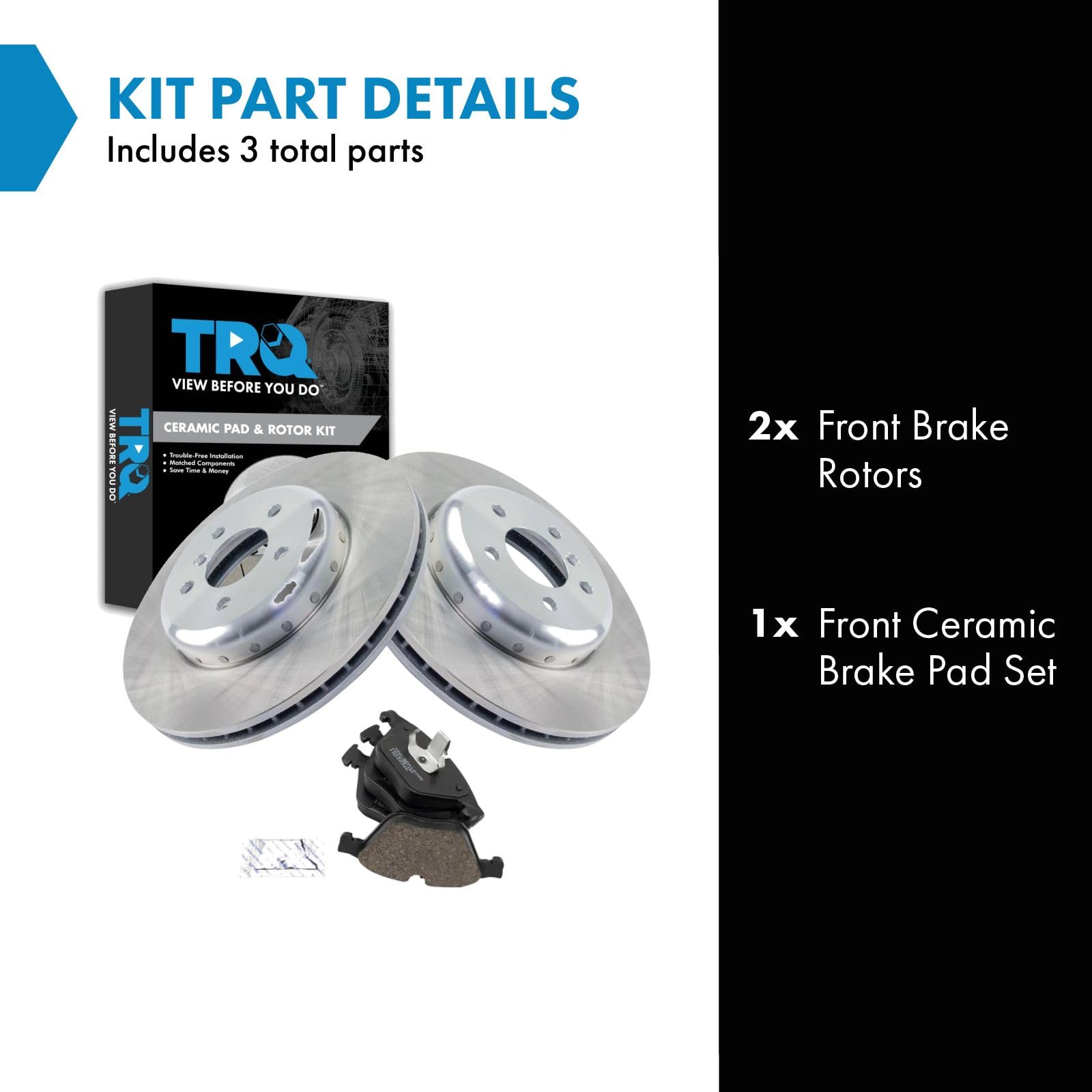 Trq Front Brake Pad & Rotor Kit Compatible With 11-17 Bmw