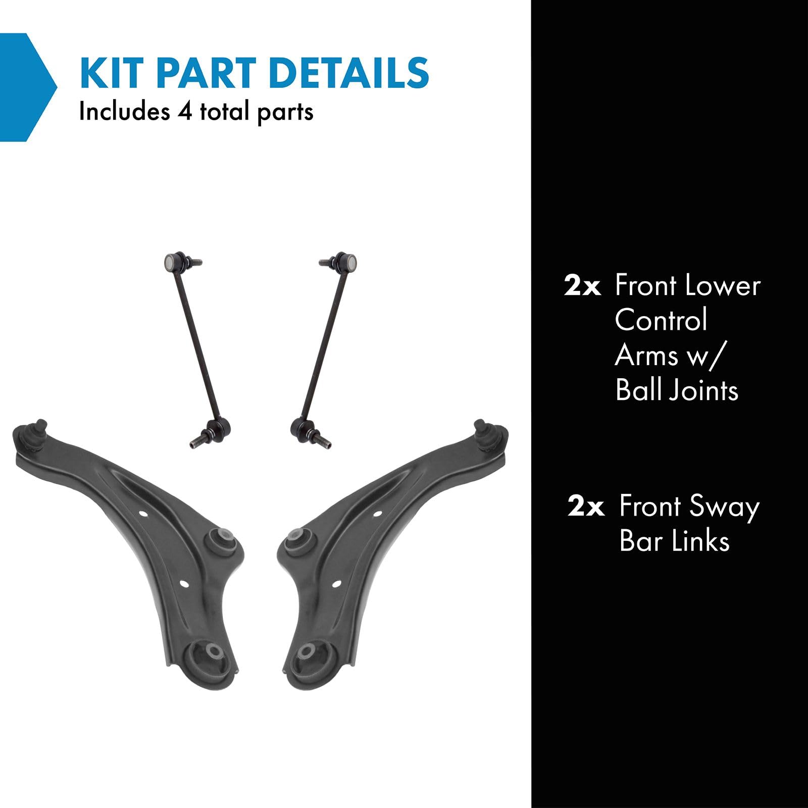 Trq Front Suspension Kit Control Arm With Ball Joint Sway Bar Stabilizer Link Compatible With 2011-2017 Nissan Juke Leaf