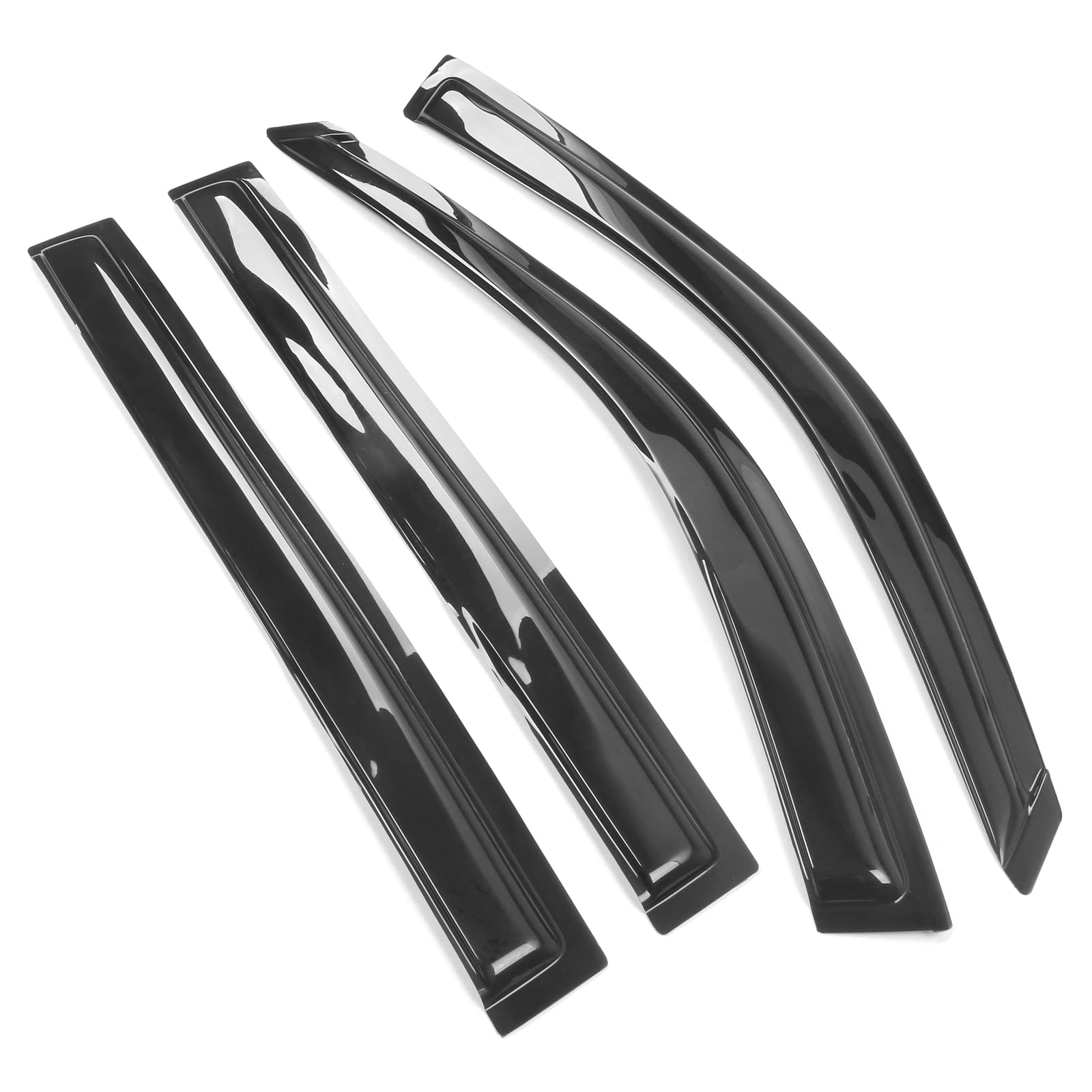 Window Visor Compatible with 2001-2007 Toyota Highlander, Slim Style Dark Smoke Tint Acrylic Shade Rain Sun Guard Wind Vent Air 
