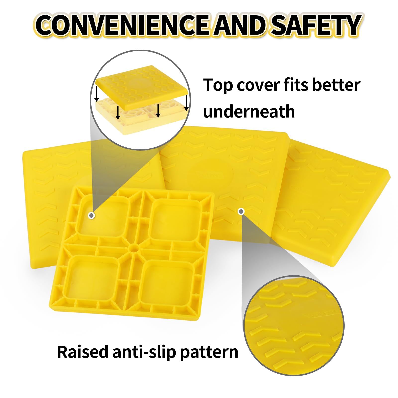 OULEME RV Leveling Block Top Cover, 4 Pack RV Jack Pad Cap, Interlocking Leveling Pad Cap for Camper Travel Trailer