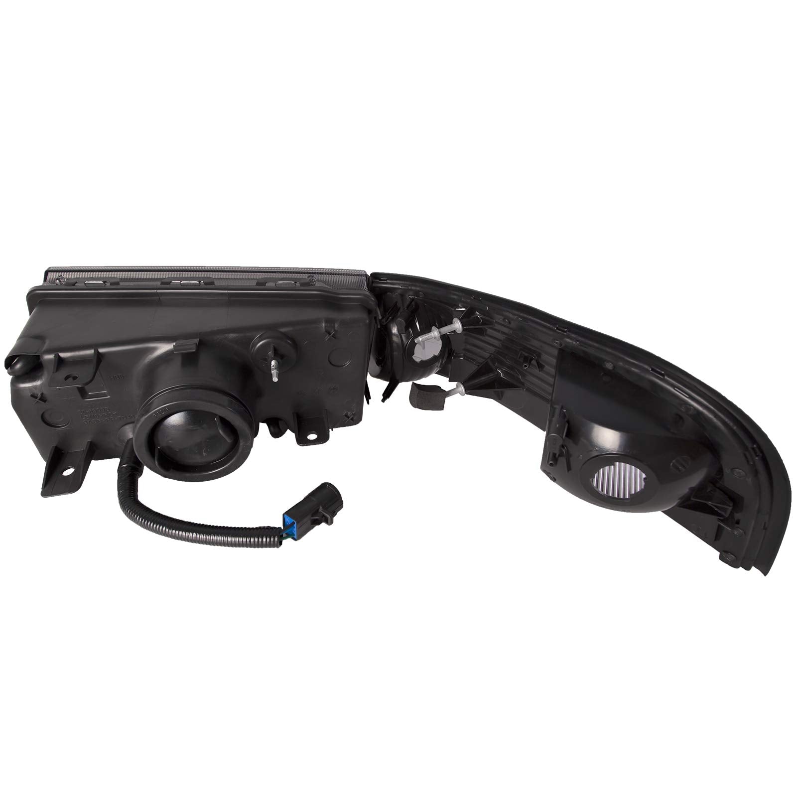 Perde Headlights Compatible With 2003-2004 Grand Marquis And Marauder Black With Performance Lens And With Side Marker Lights