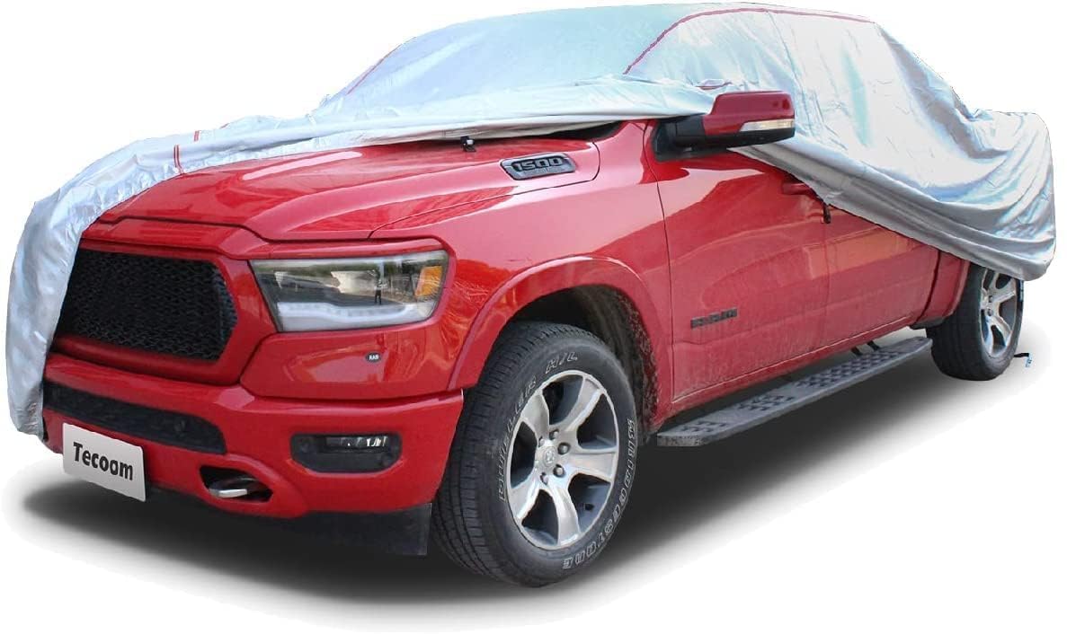 Tecoom Hard Shell Truck Car Cover Waterproof Uv-Proof Windproof Zipper Design With Straps Buckle Fit For Ford F150 Ram 1500 Chev