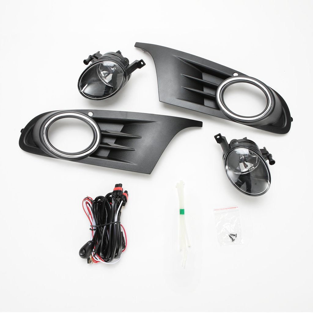Ledin Fog Lights Compatible For 2010-2014 Golf Mk6 Jetta (Oe Style Clear Lens With Switch, Wires, Bulbs, Bezels)