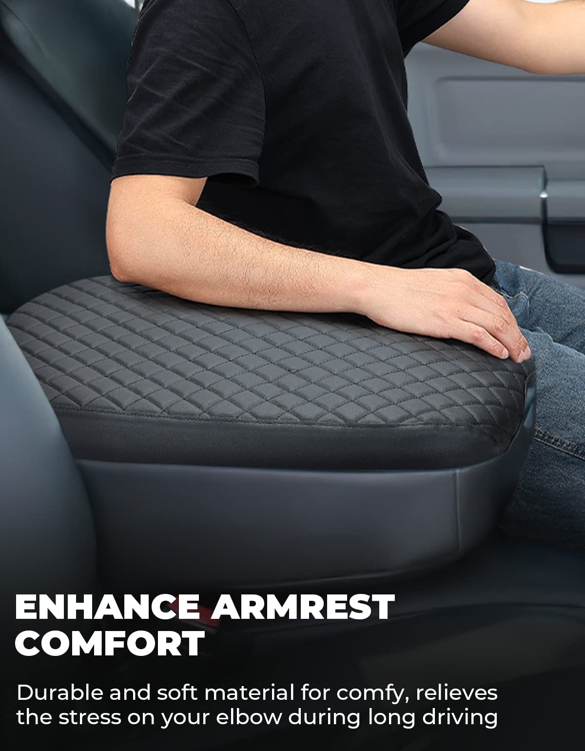 Issyauto Center Console Cover Compatible With 2002-2012 Ram 1500 2500 3500 Jump Seat Console, Armrest Lid Cover Leather Arm Rest