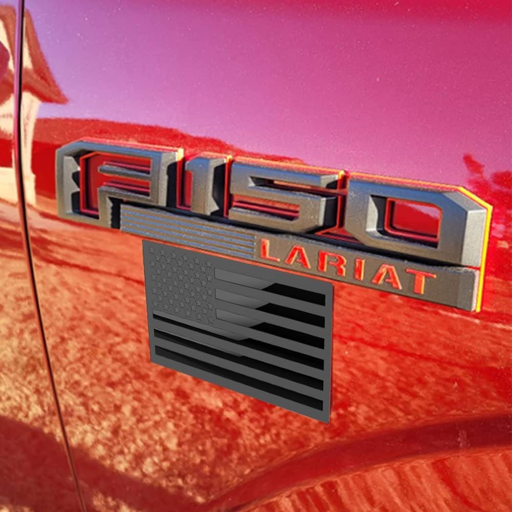 Metal American Flag Emblem Decal,Black American Flag Decal,For Car, Truck Or Suv,5''X3''(1 Pair) (Black)