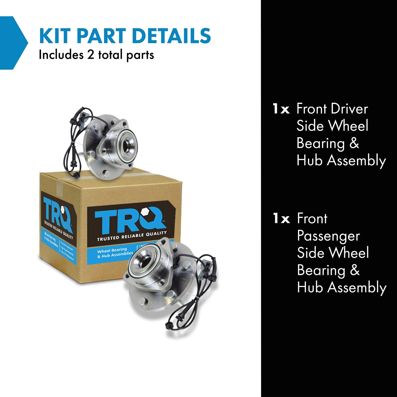 Trq Front Wheel Hub Bearings Assembly Set Compatible With 2004-2007 Infiniti Qx56 2005-2007 Nissan Armada 2004 Pathfinder Pathfi