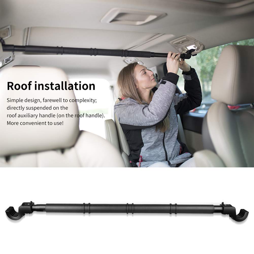 Littlemole Car Clothes Hanger Bar, Expandable Vehicle Clothing Rack Hanger Rod With Heavy Duty Metal And Rubber Grips, Great For