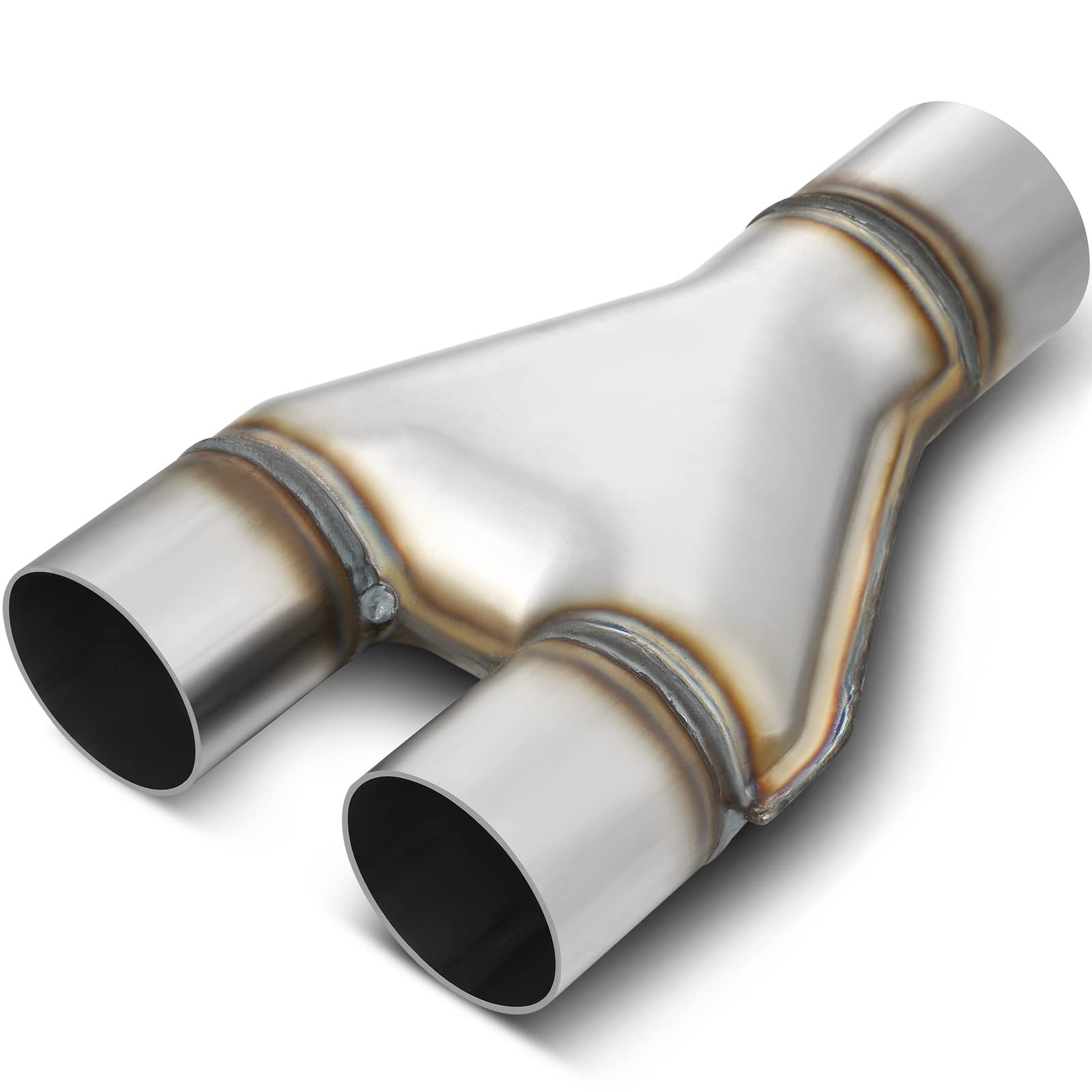 AUTOSAVER88 Stainless Steel 2.5 Inch Exhaust Y Pipe, 2.5 Single to 2.25 Dual Exhaust Adapter Connector, 10 Overall Length, Unive