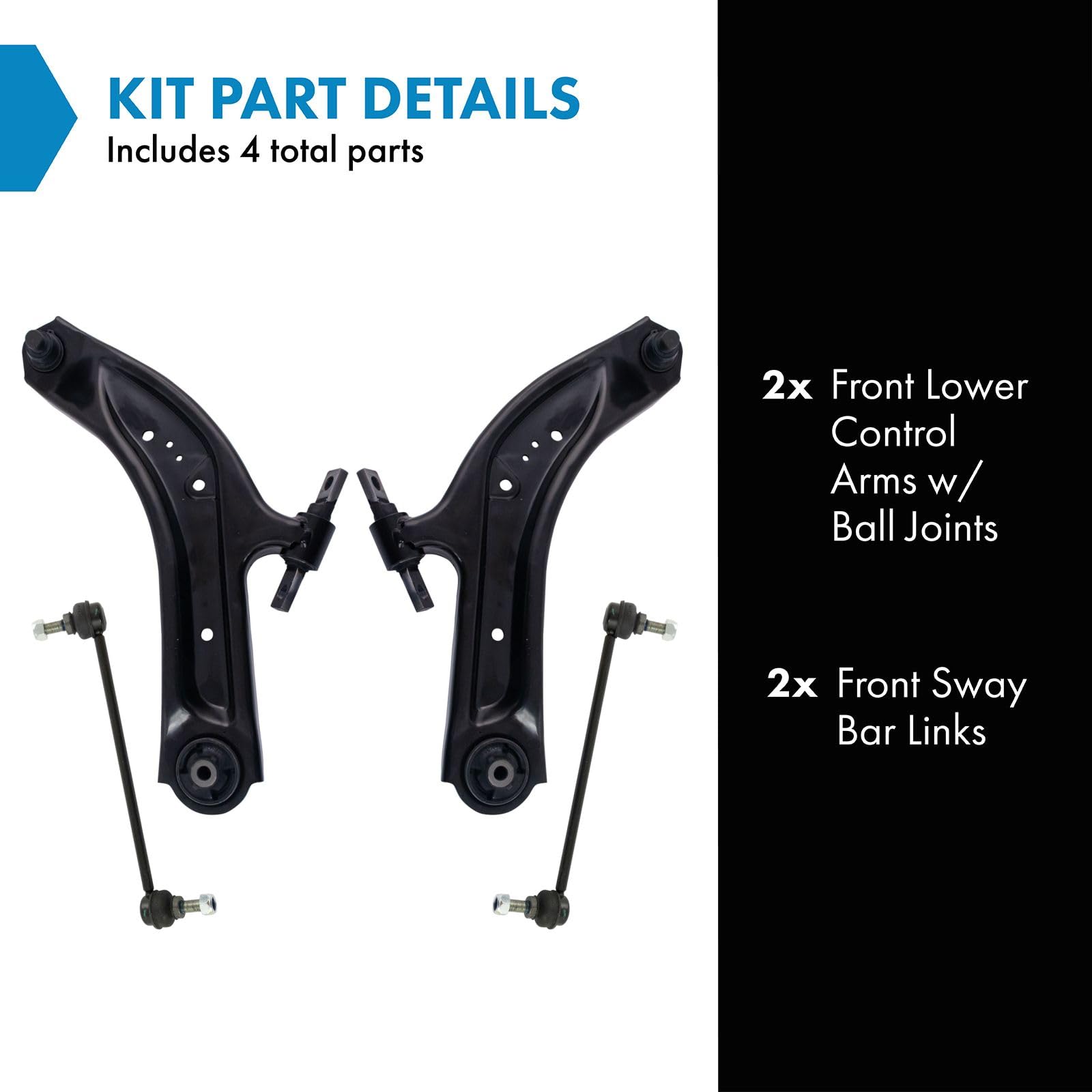 Trq Front Suspension Kit Control Arm With Ball Joint Sway Bar Stabilizer Link Compatible With 2014-2020 Nissan Rogue 2017-2022 R