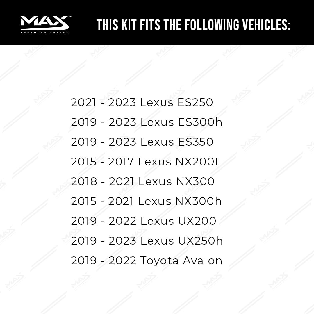 Max Advanced Brakes Rear Brake Kit Compatible With 2018 2019 2020 2021 2022 2023 Toyota Camry Rav4 Corolla C-Hr Venza Replacement Cross Drilled Disc Brake Rotors And Ceramic Brake Pads