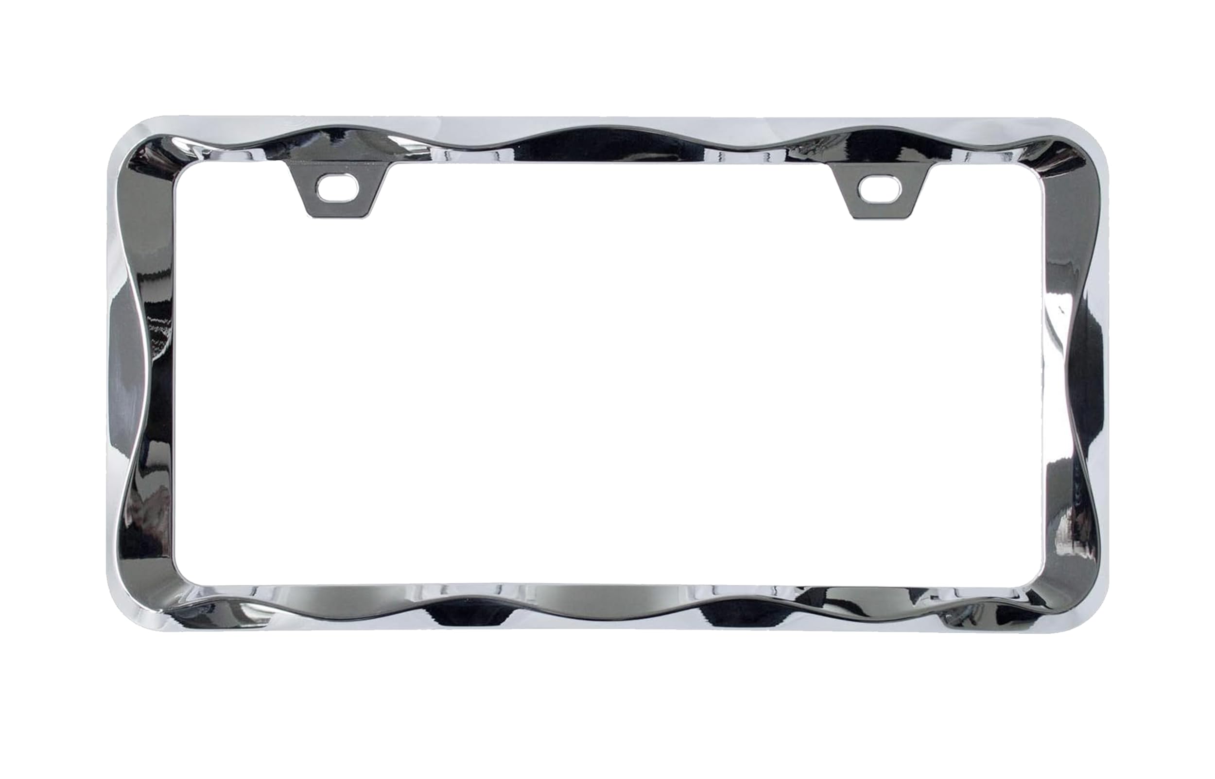 Creathome 3D Curly Wave Pattern Chrome License Plate Frame From Pure Zinc Alloy Metal
