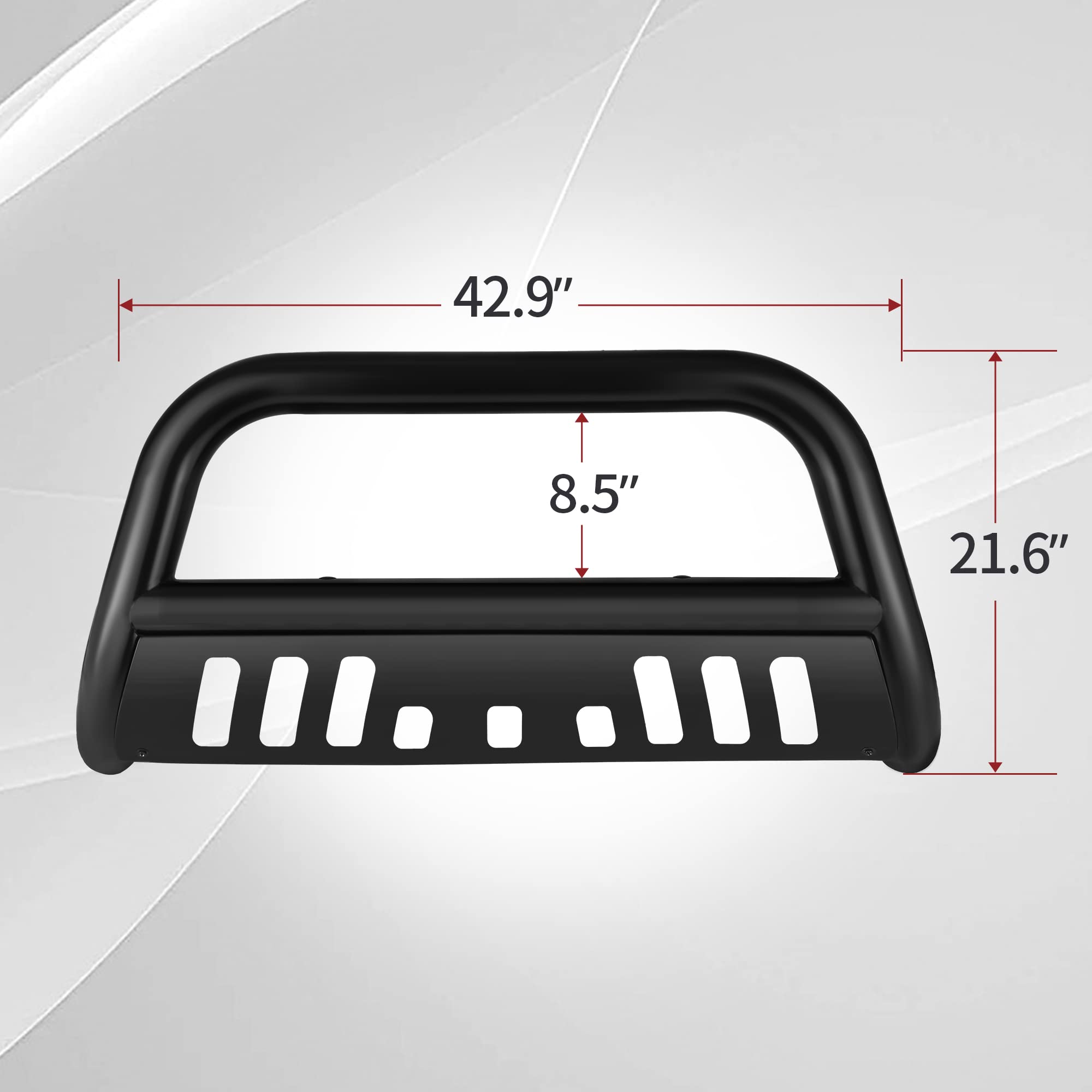 AUTOSAVER88 Bull Bar Compatible for 07-18 Chevy Silverado 1500/ GMC Sierra 1500/19 Chevy Silverado LD /07-20 Chevy Suburban/GMC Yukon 3' Grille Brush Push Guard w/Skid Plate Light Mounting Holes