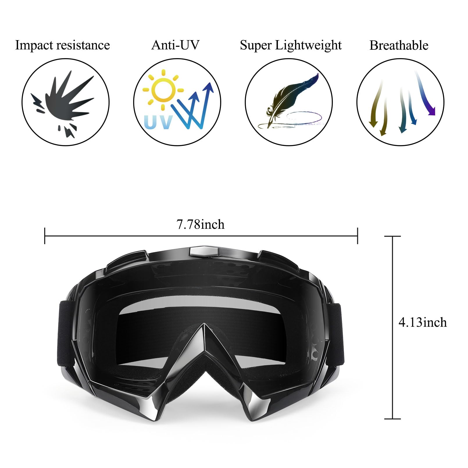 Xyop Atv Goggles 2-Pack - Motorcycle Motocross Off-Road Goggles For Adult Youth Kids - Grey Lens