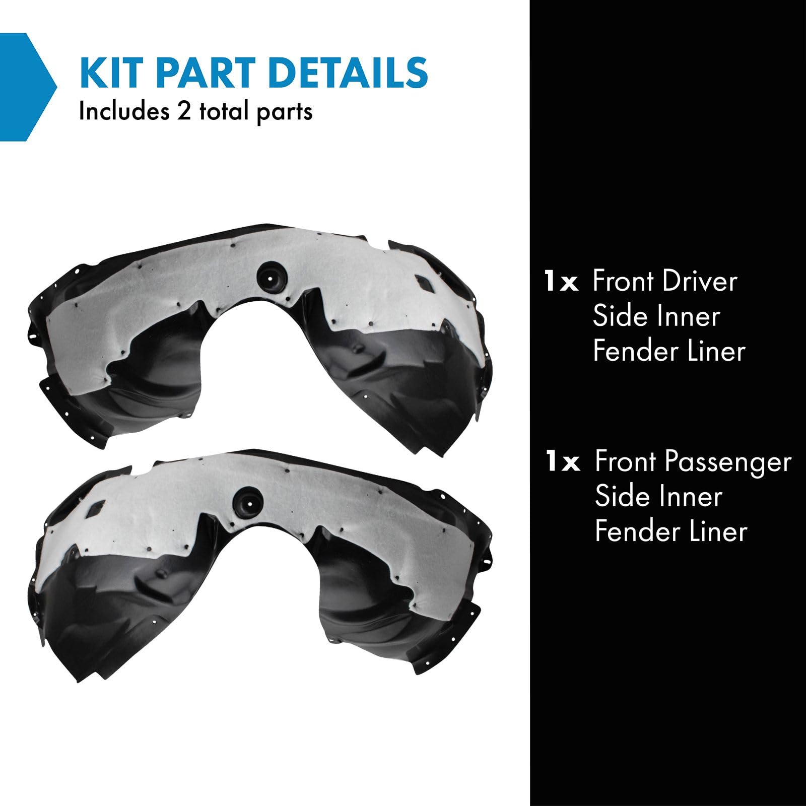 Trq Front Inner Fender Liner Set Compatible With 2013-2016 Ford Fusion Fo1248159 Fo1249159