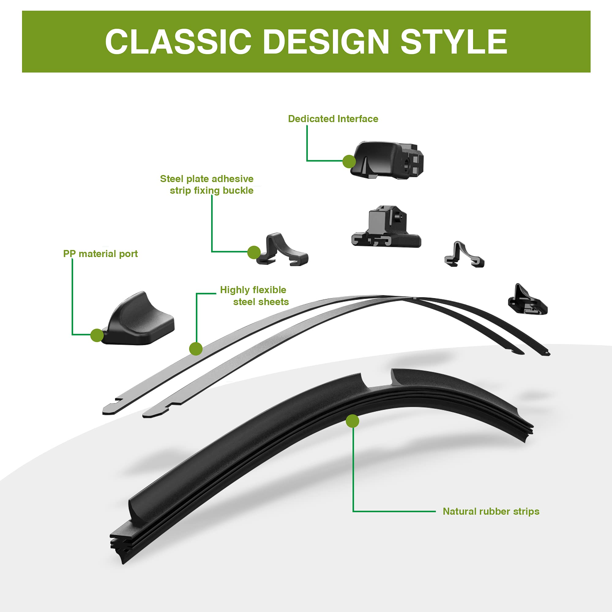 Aeciwell Factory Windshield Wiper Blade Wiper Set - 22'+22' (Top Lock, Set Of 2) Fits Mercedes-Benz Glc Class Glc300 2016-2019,Glc300E 2018-2019, Glc43Amg 2017-2019, Clg63Amg 2018-2019,Benz C Class