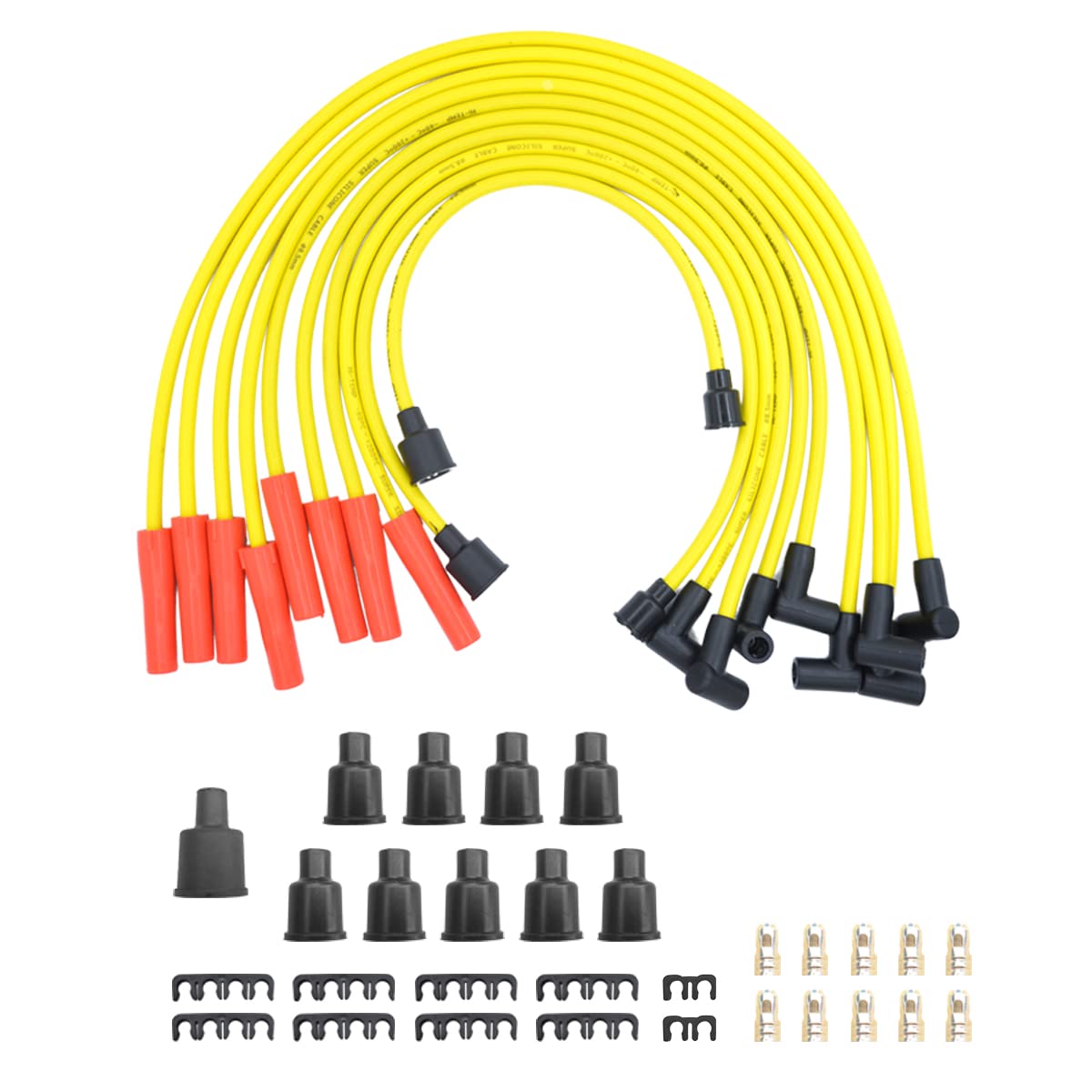 MAS 8mm Spark Plug Wire Compatible with GMC Chevrolet Ford SBC BBC Straight Boot Wires 305 307 327 350 400 396 402 427 454