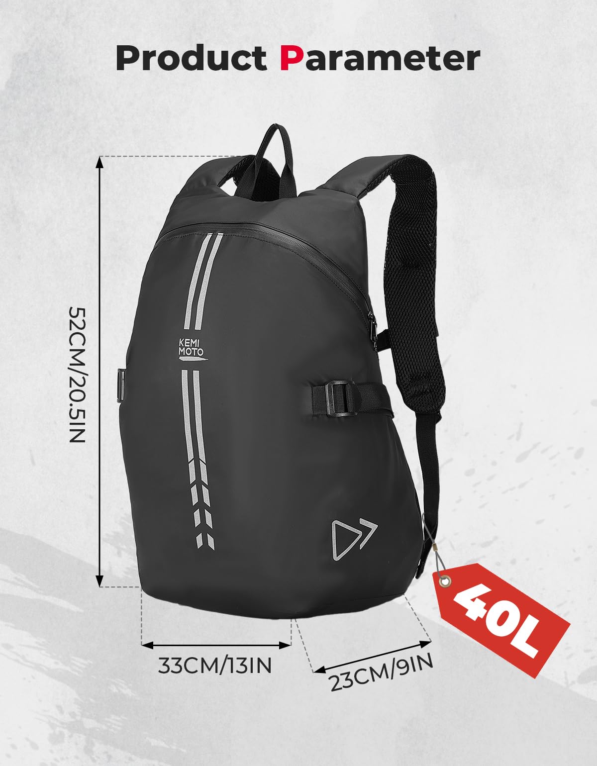 Kemimoto Motorcycle Backpack, 40L Motorcycle Backpacks For Men, Waterproof Helmet Bag For Travel, Daily Trips, Office Trips