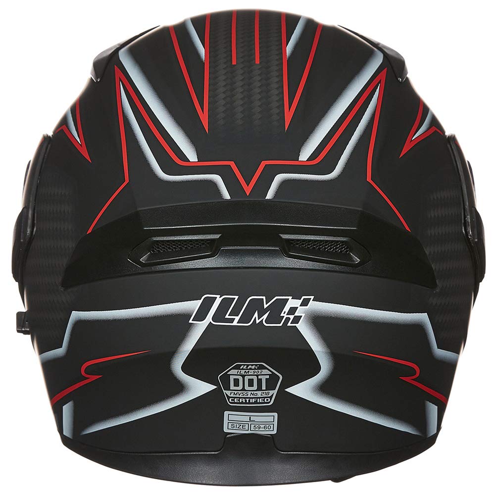 ILM Motorcycle Modular Full Face Helmet DOT, Small, Black Red, Model 902, ABS Material, Dual Visor Flip Up Design