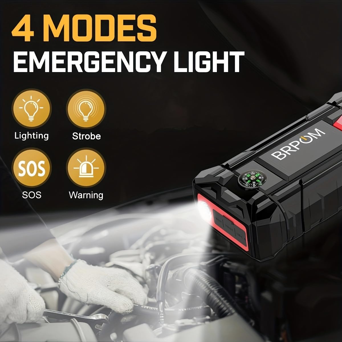 Brpom Car Jump Starter, 4000A Peak 15800Mah (Up To 7.0L Gas Or 5.5L Diesel Engine, 30 Times) 12V Auto Booster Battery Pack Jump