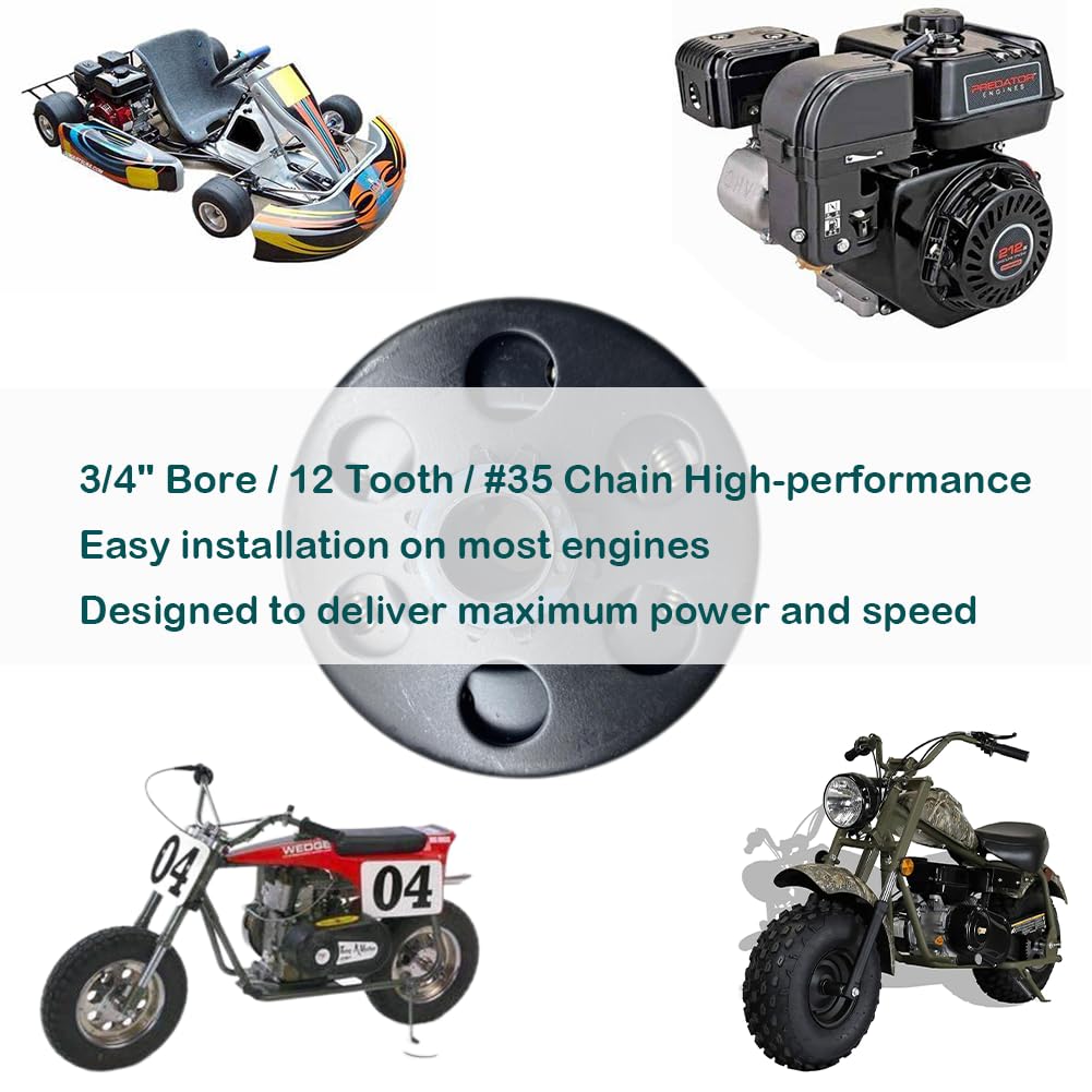 QYMOTO 12 Tooth #35 Chain Centrifugal Clutch 3/4 Bore for Mini bike Clutch,Predator 212cc clutch, Racing Go Kart, 6.5HP Engine G