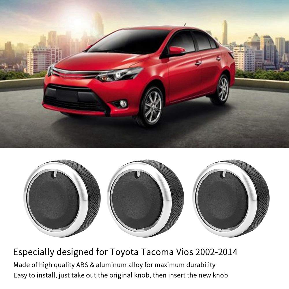 Car Switch Knob, 3Pcs Car Air Conditioning Heat Control A/C Switch Knob For Toyota Tacoma Vios 02-14