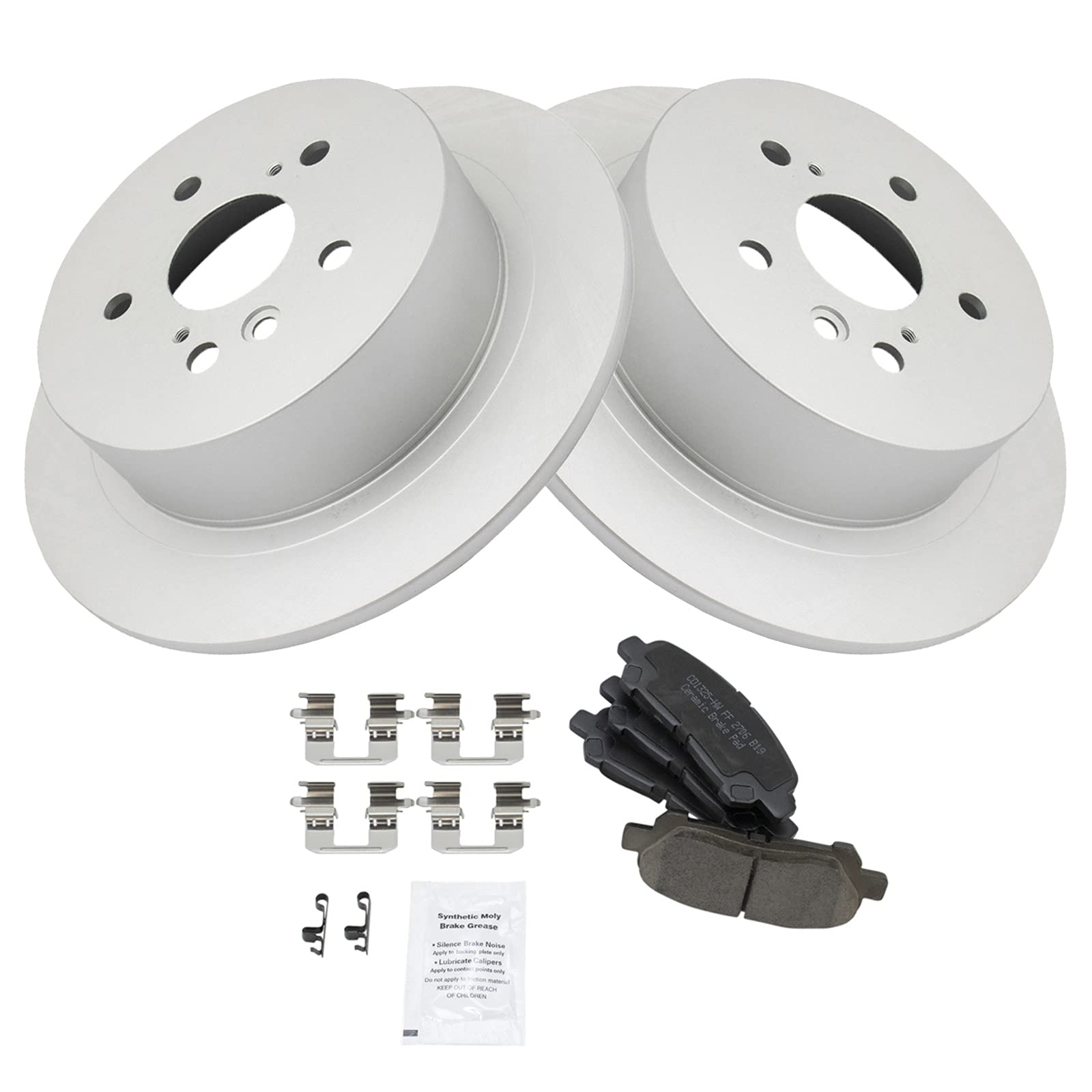 Trq Rear Brake Pad & Rotor Kit Brake Pads Brake Rotor Ceramic Solid Premium G-Coated Compatible With 2008-2013 Toyota Highlander