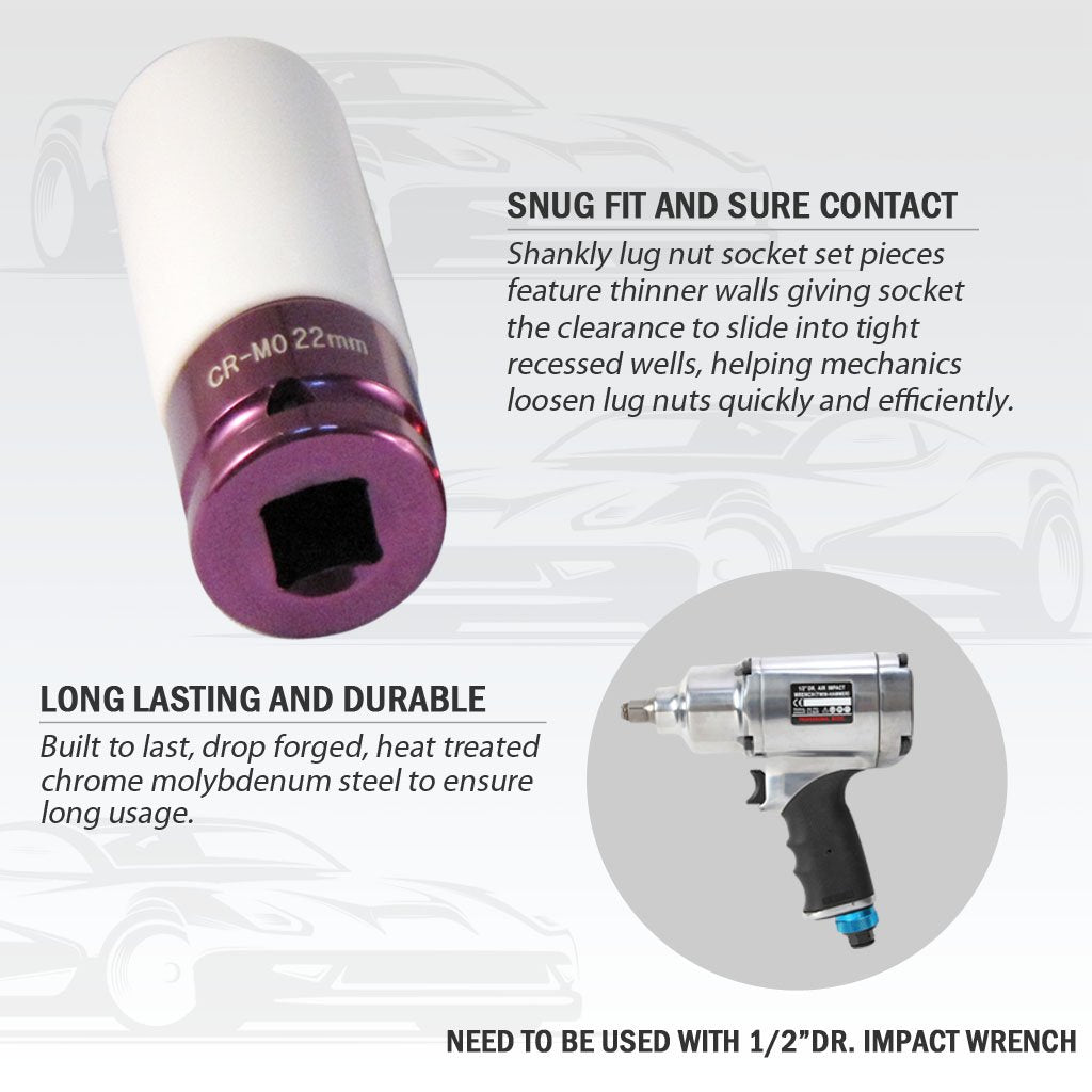 Firstinfo B2901D 1/2-Inch Drive X22Mm Non-Marring Protective Wheel Lug Nut Impact Socket