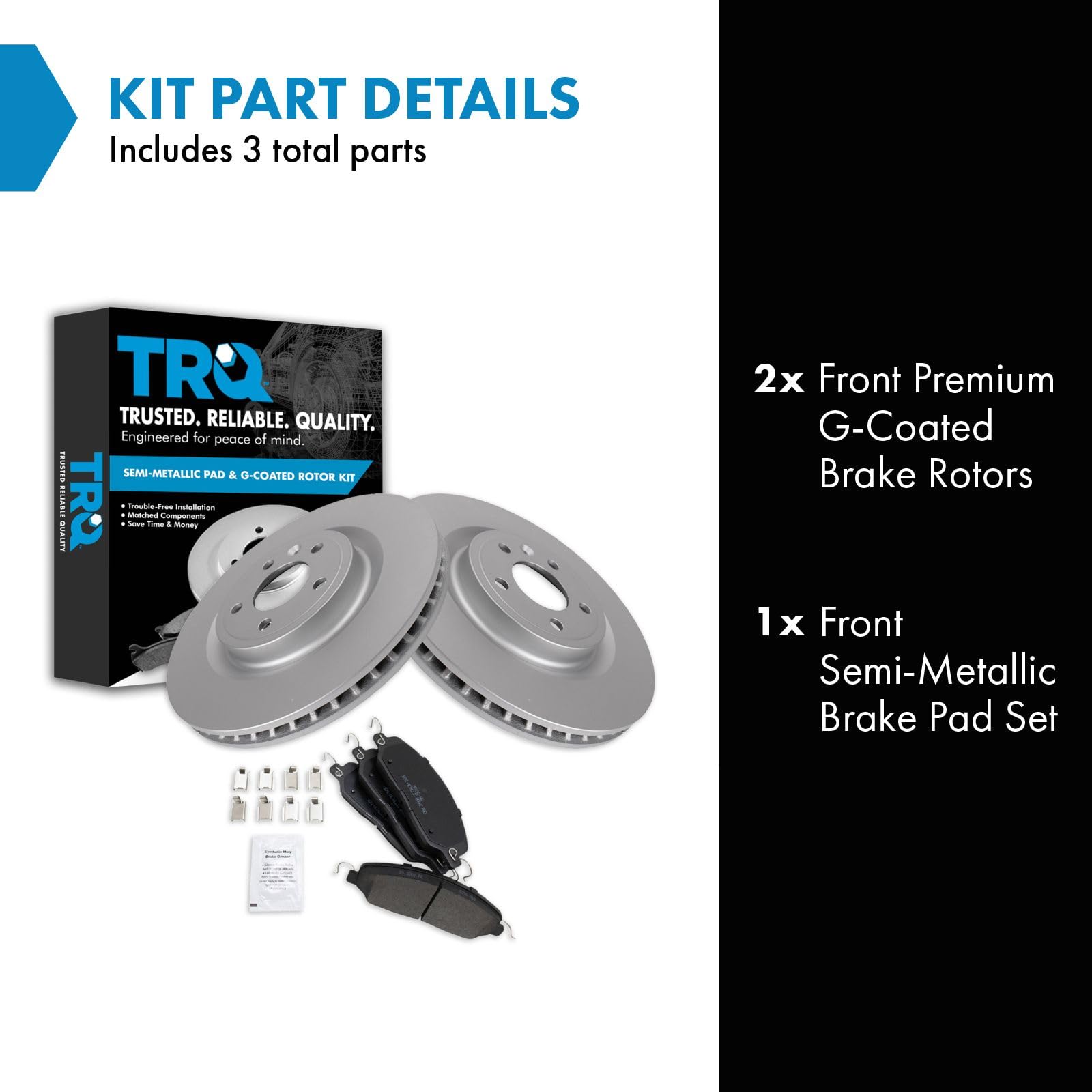 Trq Front Brake Pad & Rotor Kit Brake Pads Brake Rotor Semi-Metallic Premium G-Coated Compatible With 2013-2014 Ford Mustang