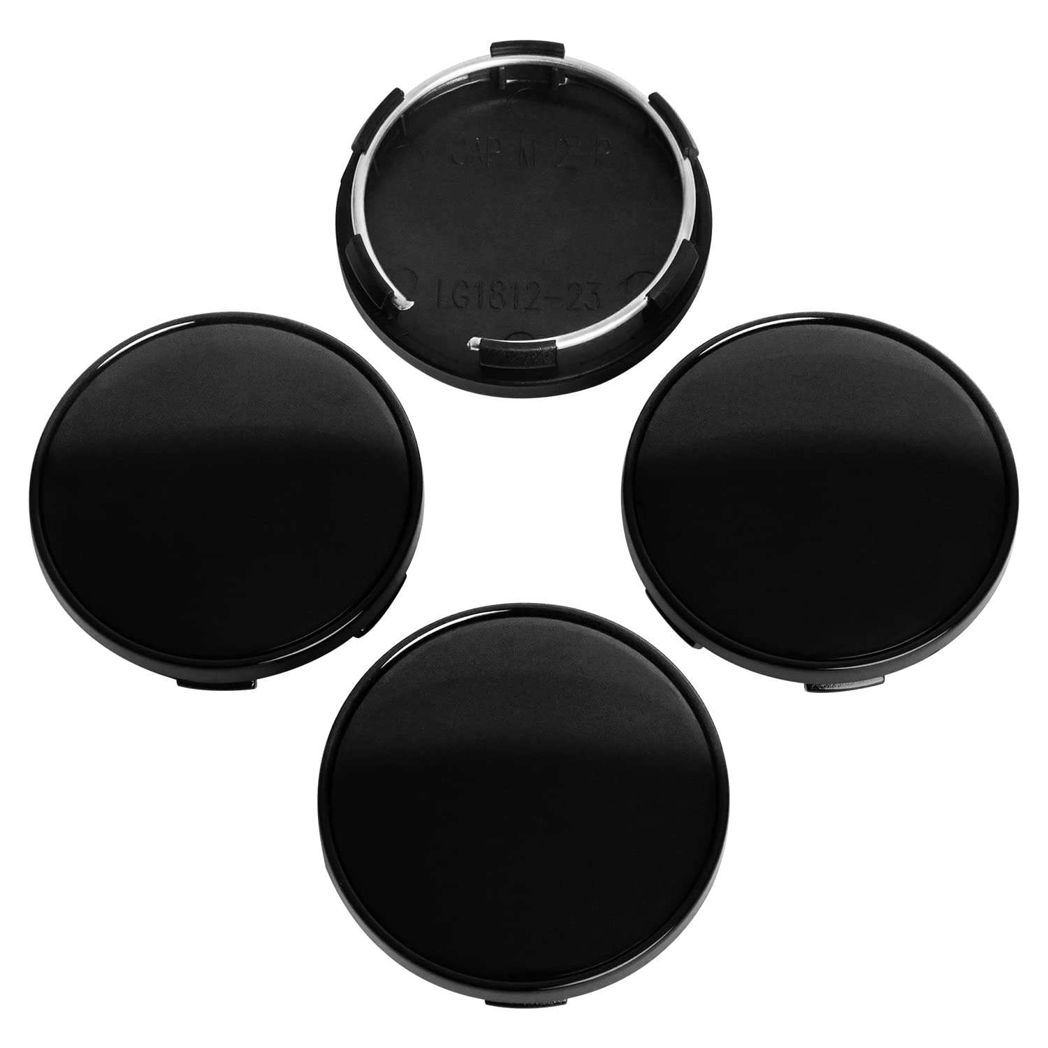 Kitspro 2.2Inch 56Mm Wheel Center Caps, Pack Of 4 (Gloss Black, Outer 56Mm, Inner 53Mm)