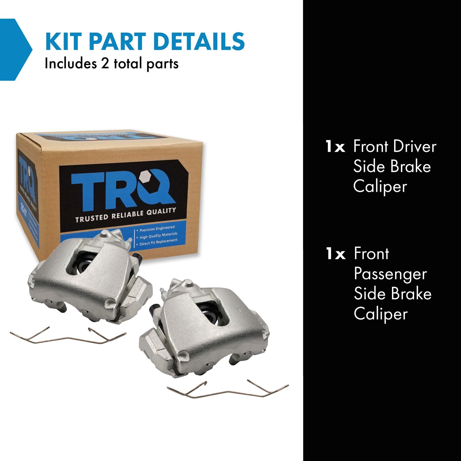 Trq Front Brake Caliper Set Compatible With 2013-2018 Ford C-Max 2012-2016 Focus