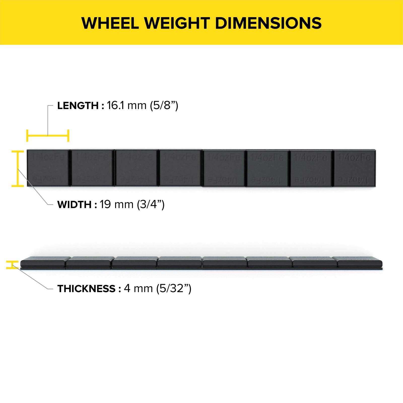 Stancemagic - 0.25Oz 1/4Oz - Black Adhesive Stick On Wheel Weights, Easy Peel, Low Profile, Zinc Plated Steel Balancing Weights For Cars Bikes Atv Utv, 0.75 Lb Box (12Oz), Contains 48 Pieces