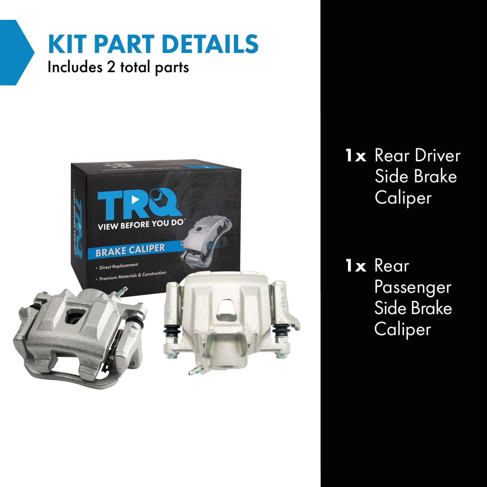 Trq Rear Brake Caliper Set Compatible With 2004-2010 Toyota Sienna