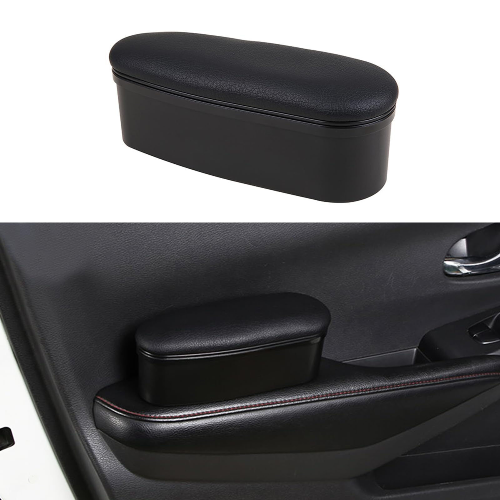 Ziciner Car Armrest Support Cover, Universal Leather Car Side Door Armrest Pillow, Relieve Driver Arm Fatigue Storage Box Cushion Pad, Automotive Interior Accessories For Most Vehicles (Black)