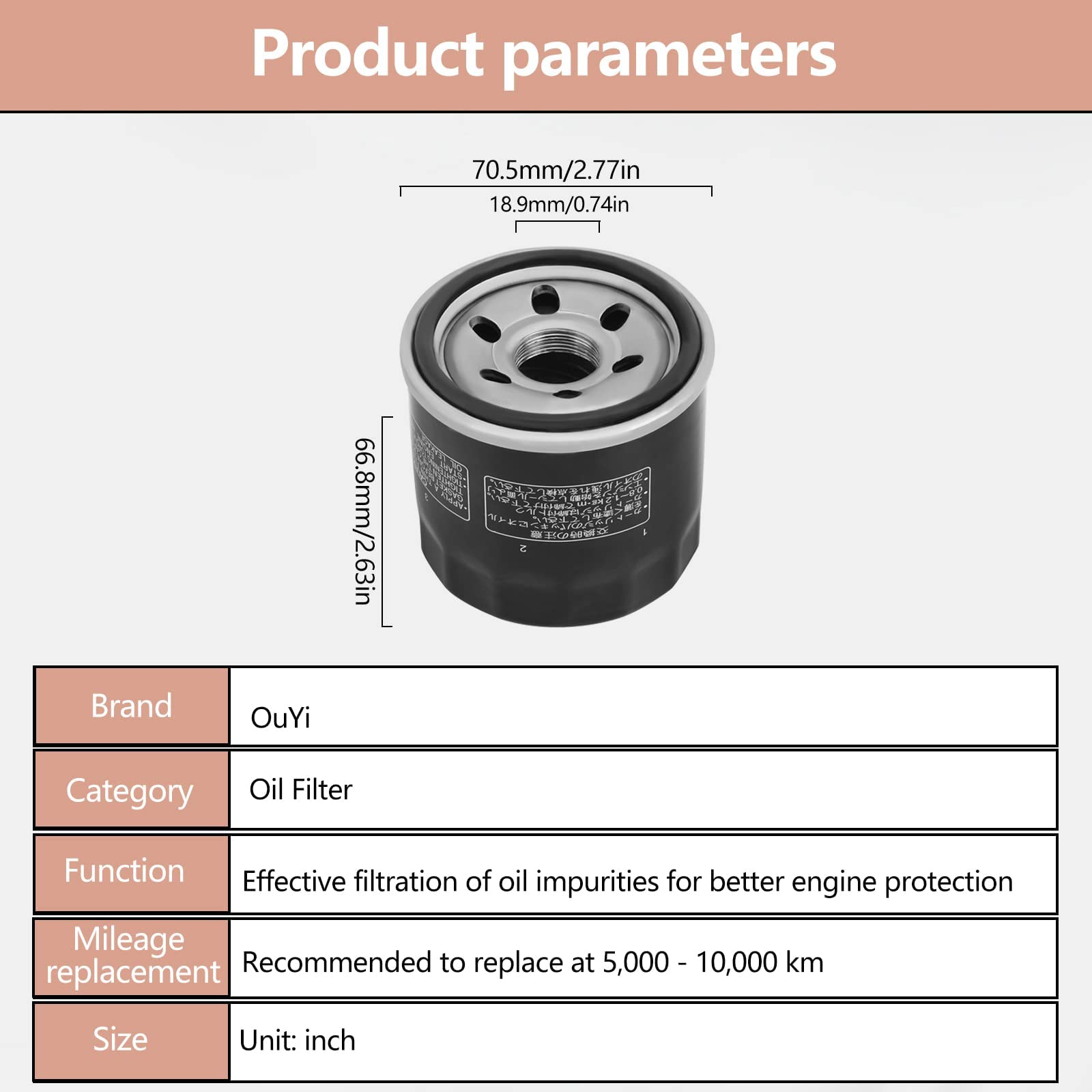 OuYi Oil Filter Compatible with Suzuki Eiger 400 LTA400, Kingquad 400 450 500 750 LTA450 LTA500 LTA750,DL650 V-Strom 650 1000,C5