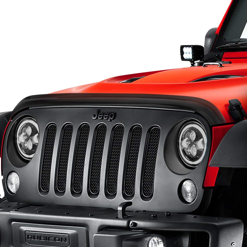 Rugged Ridge | Hood Bug Deflector, Wraparound, Smoke | 11350.02 | Fits 2007-2018 Jeep Wrangler JK